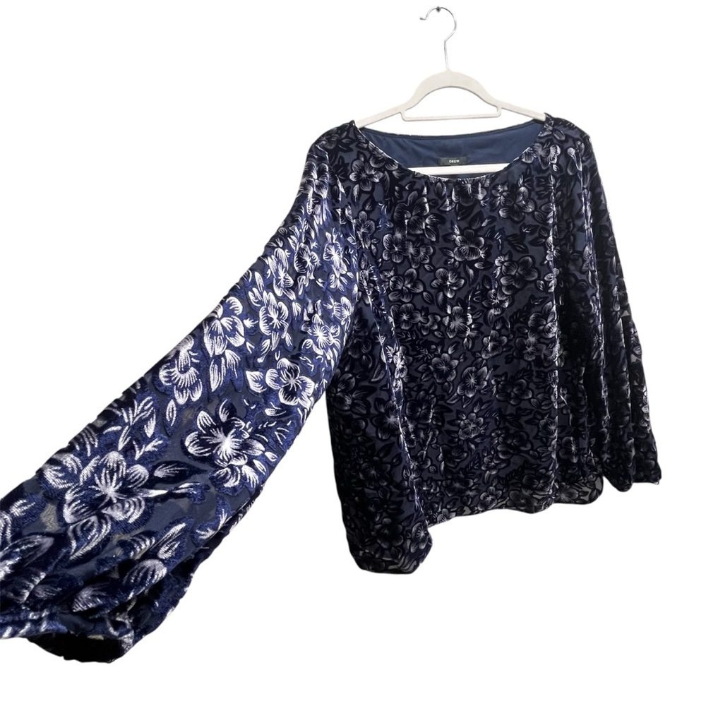 Drew Floral Fairy Grunge Whimsigoth Burnt Velvet Semi Sheer Navy BlueTop Size XL